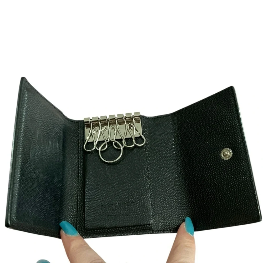 Saint Laurent Black Leather Key Case